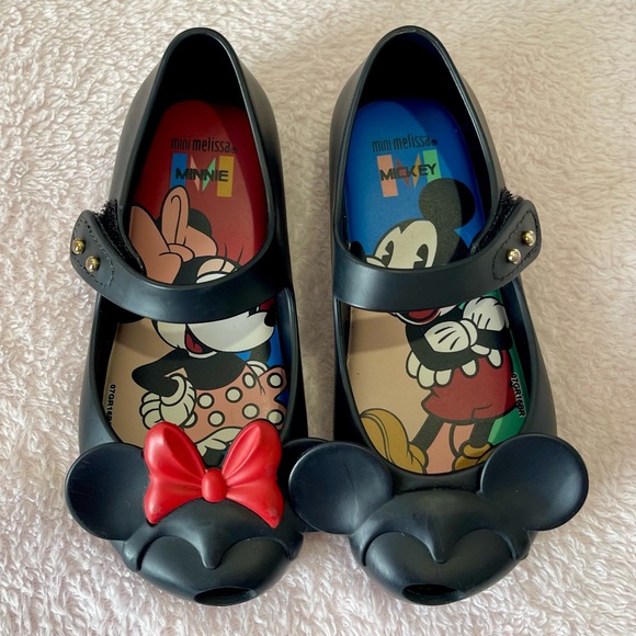 Mini Melissa Ultragirl Disney Mickey and Minnie Mouse Shoes Black size 9 - Picture 10 of 11